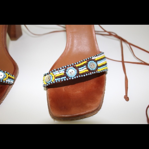 Pelle Moda Leather Lace Up Heeled Sandal 8.5 - Picture 8 of 12